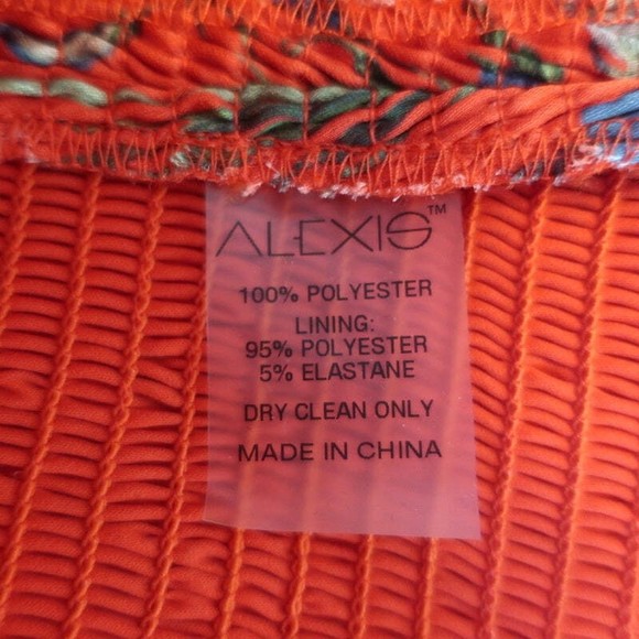 Alexis Mini Dress Rianna Red Floral Print Smocked Satin Size Extra Small - Picture 7 of 7